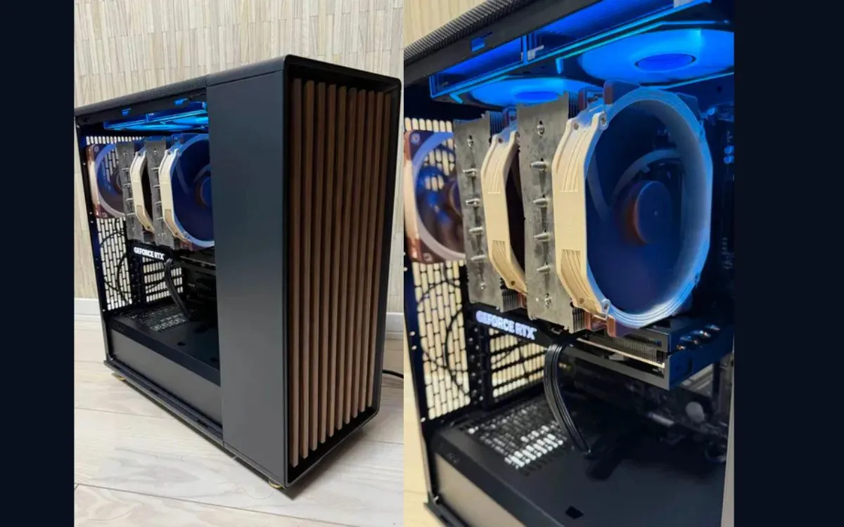 Fractal Design North ブラック|木目フロントパネルが特徴的な自作PC完成状態