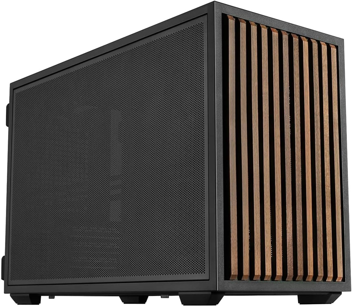木目ケース × RTX 5060Ti 8GB コンパクトゲーミングPC（ブラック）正面