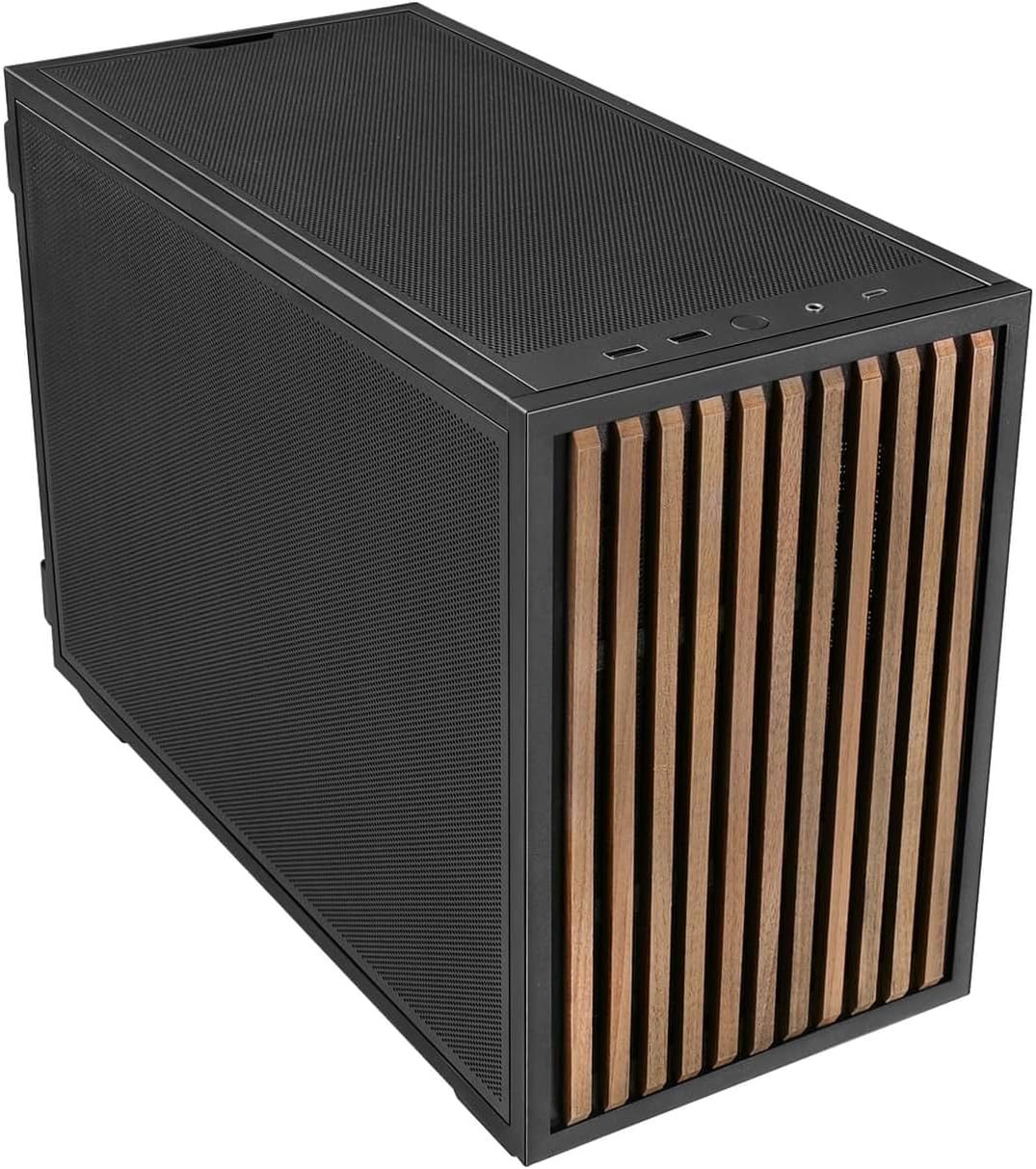 木目ケース × RTX 5060Ti 8GB コンパクトゲーミングPC（ブラック）上面